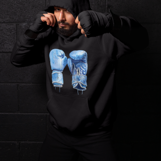 Blue Boxing Gloves Crossed X Hoodie - Shadowbox Design Preview