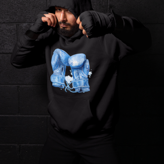 Blue Boxing Gloves Stacked Pair Hoodie - Shadowbox Design Preview
