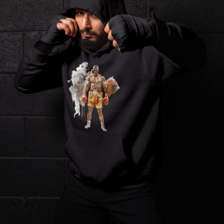 Boxer Orange Shorts Standing Boxing Hoodie - Shadowbox Design Preview