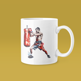 Boxer Punching Red Bag Mug