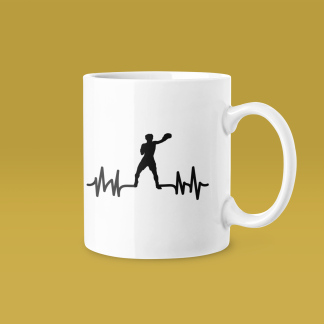 Boxer Silhouette Heartbeat Minimal Mug