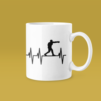 Boxer Silhouette Walking Heartbeat Mug