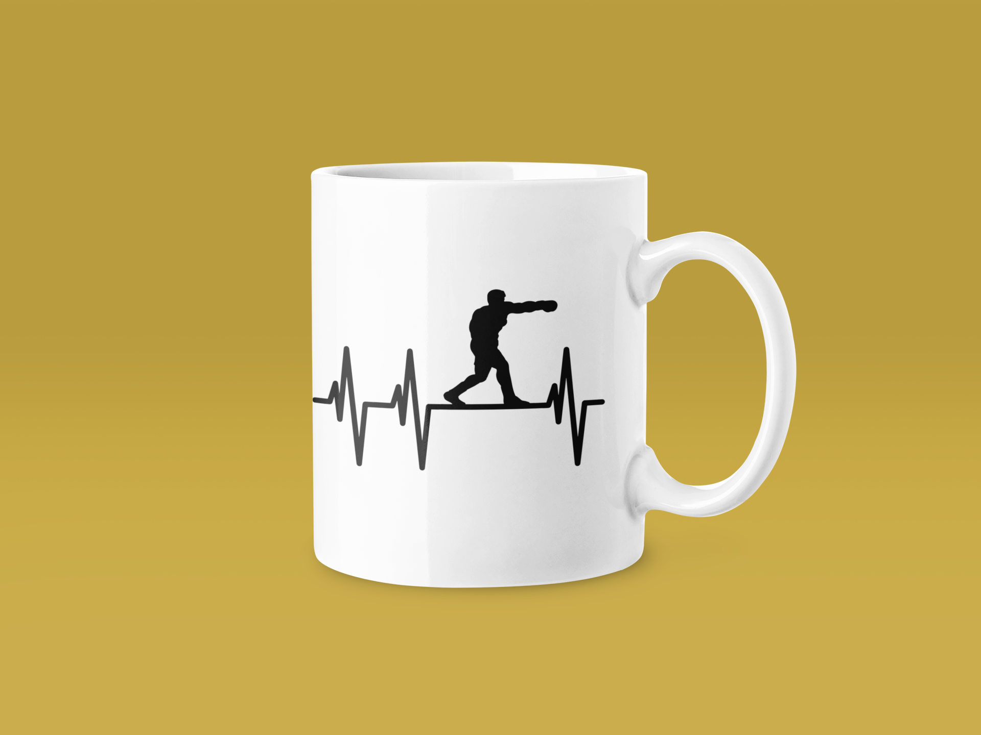 Boxer Silhouette Walking Heartbeat Mug