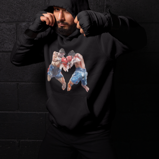 Boxer Throwing Punch Red vs Blue Boxing Hoodie - Red Shadowbox Design Preview
