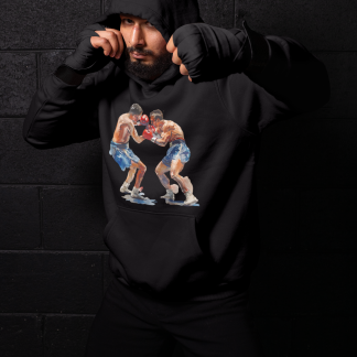 Boxers Blue Red Sparring Close Boxing Hoodie - Red Shadowbox Design Preview