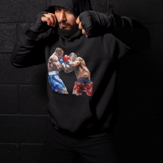 Boxers Red Blue Close Clash Boxing Hoodie - Red Shadowbox Design Preview