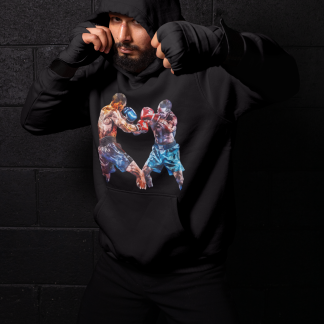 Boxers Red Blue Close Range Battle Boxing Hoodie - Red Shadowbox Design Preview