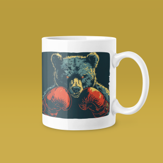 Boxing Bear Blue Portrait Mug