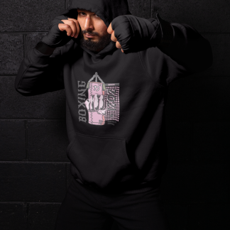 Boxing Fist Punching Bag Hoodie - Black Shadowbox Design Preview