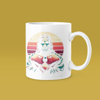 Boxing Girl Retro Sunset Mug