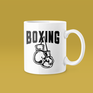 Boxing Hanging Gloves Bold Letters Mug
