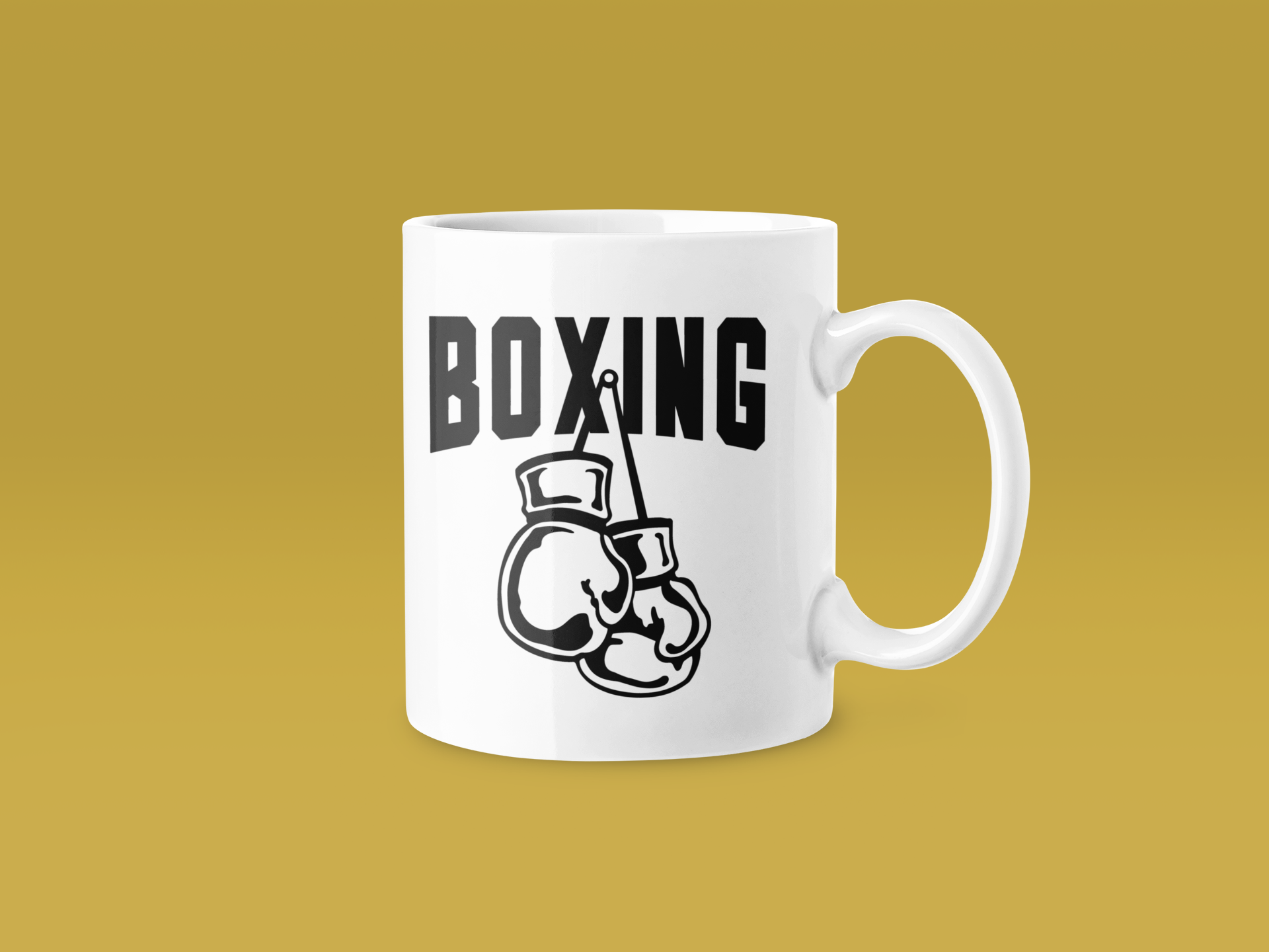 Boxing Hanging Gloves Bold Letters Mug