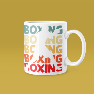 Boxing Rainbow Repeat Text Mug