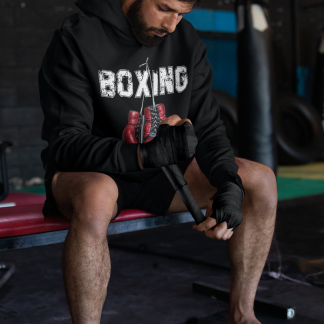 Boxing Red Gloves Distressed Hoodie - Product Image