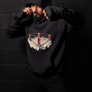 Boxing Ring Corner Ropes Close Hoodie - Shadowbox Design Preview