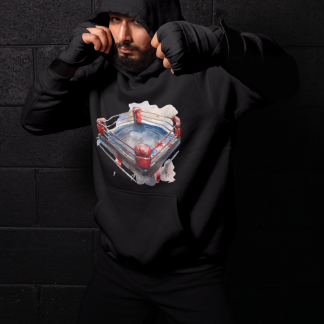 Boxing Ring Red Ropes Close Hoodie - Red Shadowbox Design Preview