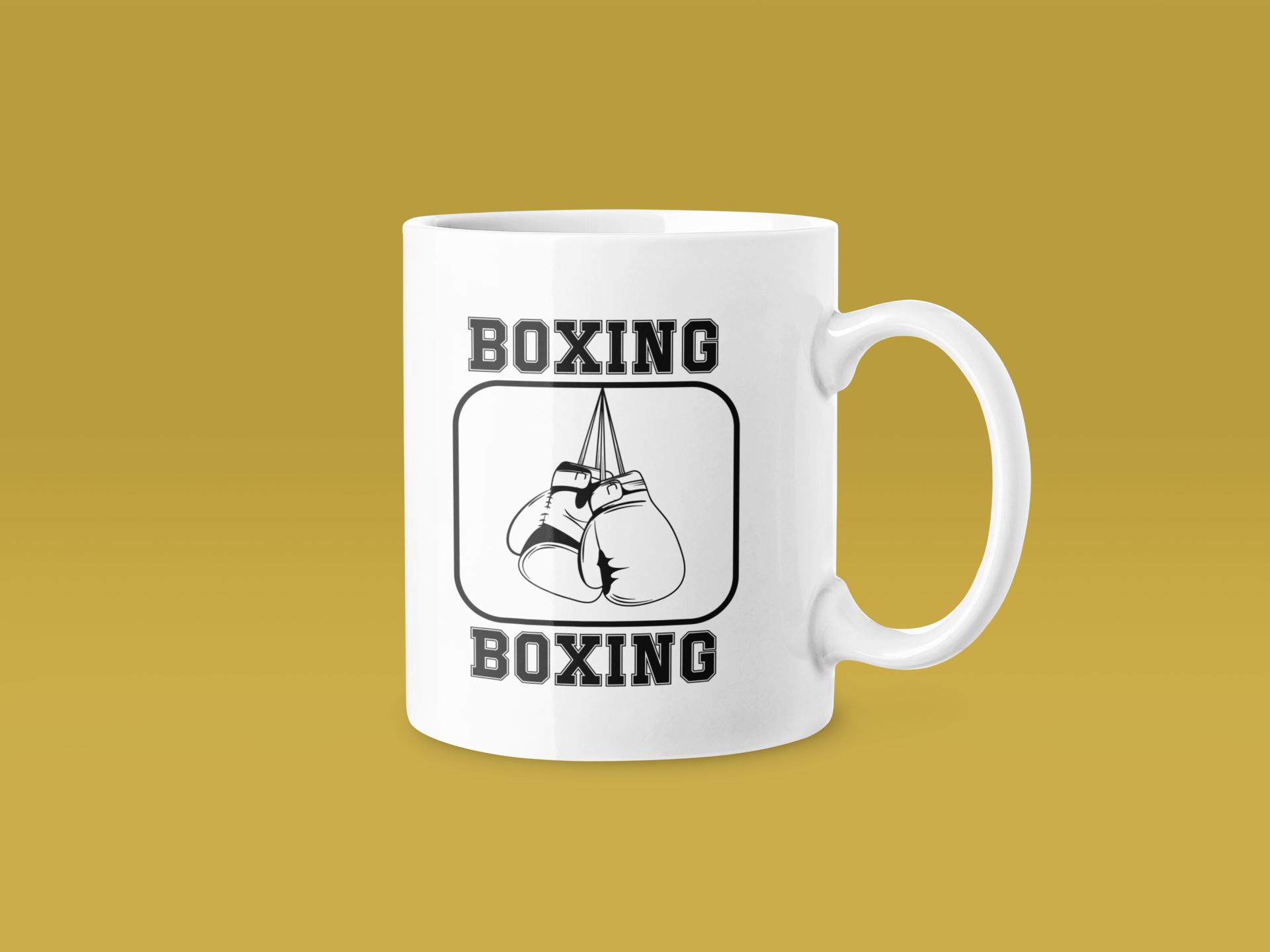Boxing Rounded Square Frame Gloves Mug
