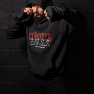 Conquer Skeleton Boxer Boxing Hoodie - Black Shadowbox Design Preview