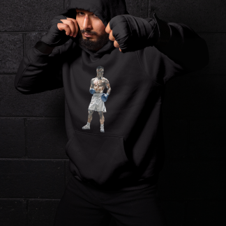 Fighter Blue Gloves White Shorts Boxing Hoodie - White Shadowbox Design Preview