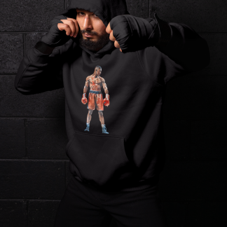 Fighter Red Gloves Standing Muscle Boxing Hoodie - Red Shadowbox Design Preview