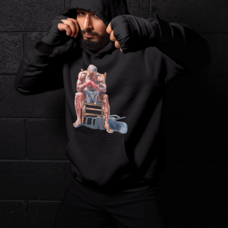Fighter Seated Contemplating Shirtless Boxing Hoodie - Shadowbox Design Preview