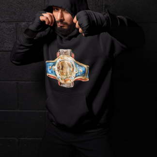 Gold Bronze Championship Belt Boxing Hoodie - Shadowbox Design Preview
