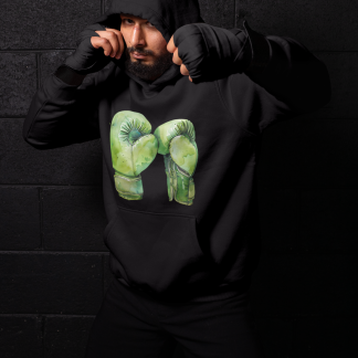 Green Boxing Gloves Crossed Side Hoodie - Shadowbox Design Preview