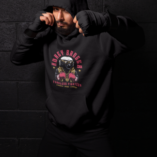 Honey Badger Fearless Fighter Boxing Hoodie - Black Shadowbox Design Preview
