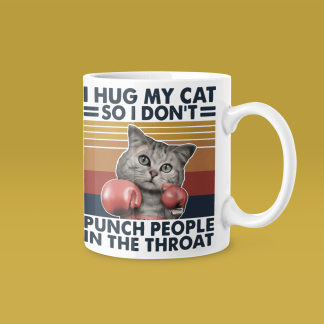 Hug Cat Punch People Boxing Mug