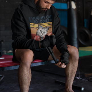 I Hug My Cat Retro Boxing Hoodie - Product Image