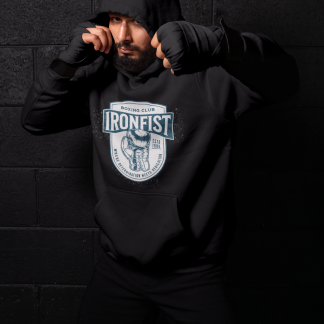 Iron Fist Boxing Club Emblem Hoodie - Black Shadowbox Design Preview