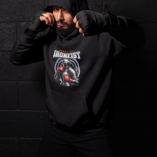 Ironfist Boxing Hoodie - Black Shadowbox Design Preview