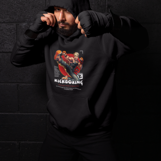 Kickboxing Graphic Boxing Hoodie - Black Shadowbox Design Preview