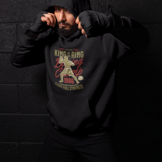 King Of The Ring Boxing Club Hoodie - Black Shadowbox Design Preview