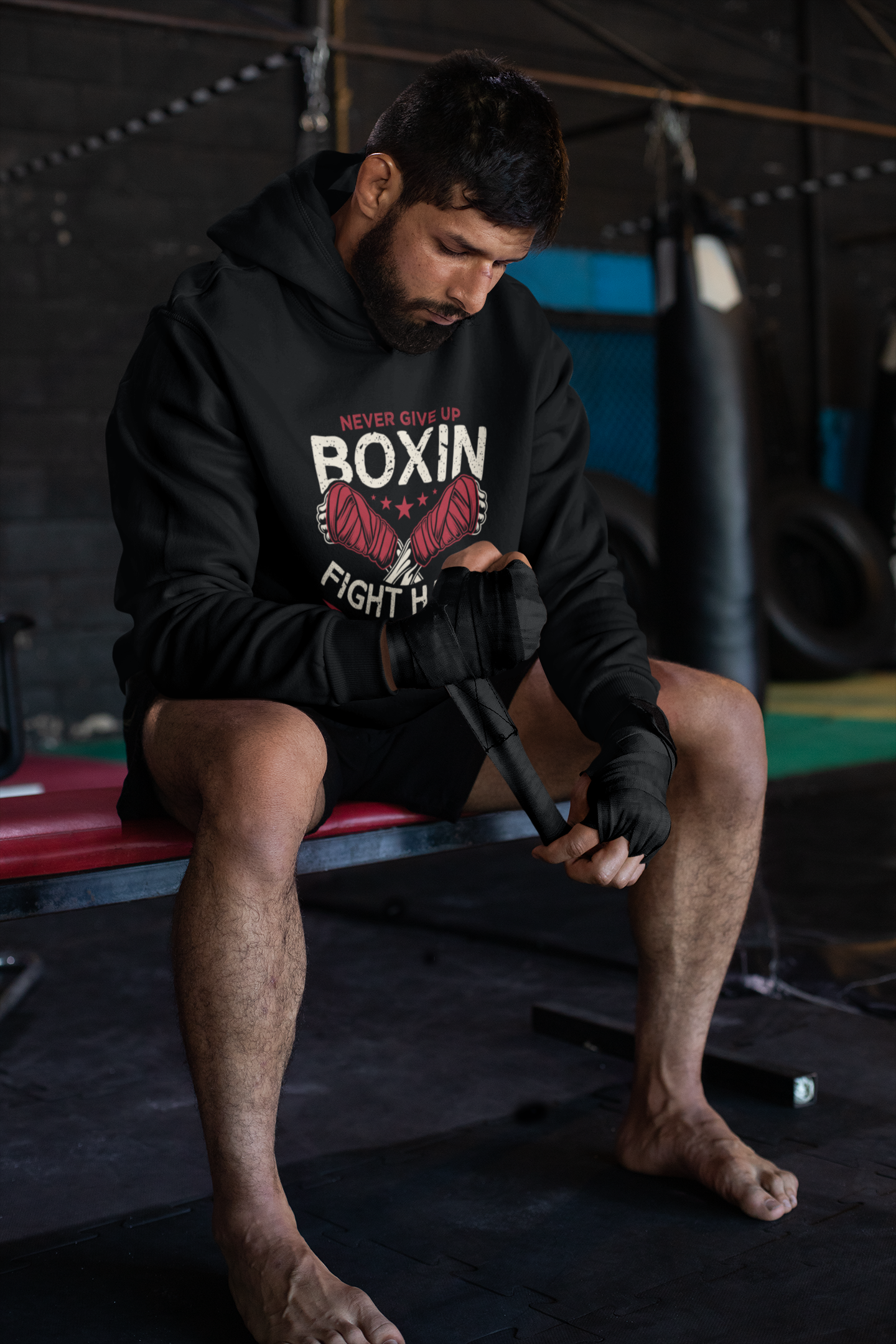 Never Give Up Boxing Fight Hoodie - Product Image