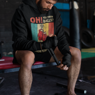Oh You Throw Balls Retro Boxing Hoodie - Product Image
