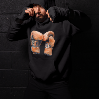 Orange Gloves Laced Tied Pair Boxing Hoodie - Shadowbox Design Preview