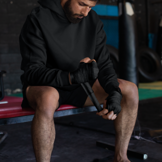 Plain Black Boxing Hoodie - Product Image