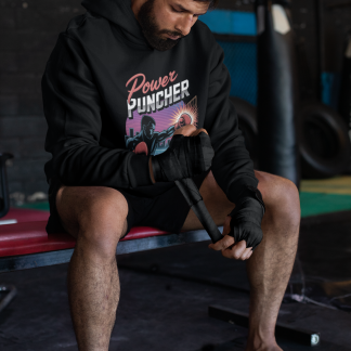 Power Puncher Retro Logo Boxing Hoodie - Front View