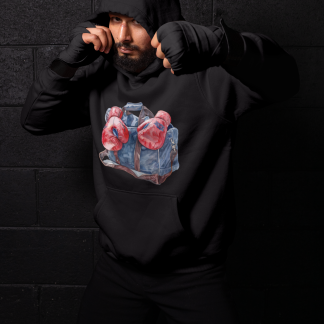 Red Blue Gym Bag Gloves Boxing Hoodie - Red Shadowbox Design Preview