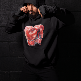 Red Boxing Gloves Large Pair Hoodie - Red Shadowbox Design Preview