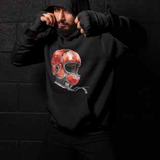 Red Boxing Headgear Front View Hoodie - Red Shadowbox Design Preview