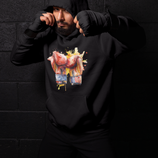 Red Gloves Yellow Splash Boxing Hoodie - Red Shadowbox Design Preview
