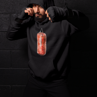 Red Heavy Bag Side View Boxing Hoodie - Red Shadowbox Design Preview