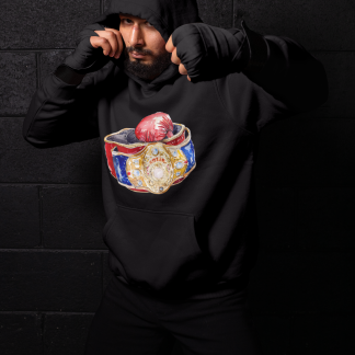Red White Blue Championship Belt Boxing Hoodie - Red Shadowbox Design Preview