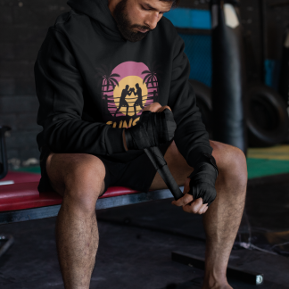 Retro Sunset Boxers Palm Boxing Hoodie - Front View