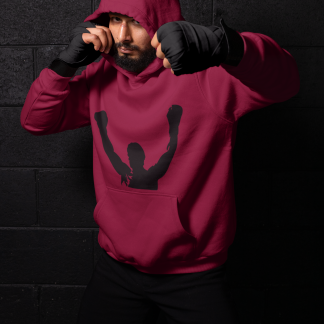 Rocky Victory Arms Raised Detailed Boxing Hoodie - Burgundy Shadowbox Design Preview