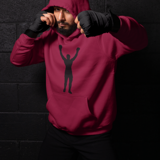 Rocky Victory Arms Silhouette Boxing Hoodie - Burgundy Shadowbox Design Preview