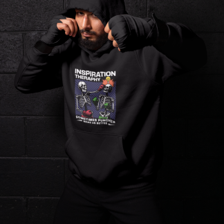 Skeleton Boxing Therapy Hoodie - Black Shadowbox Design Preview