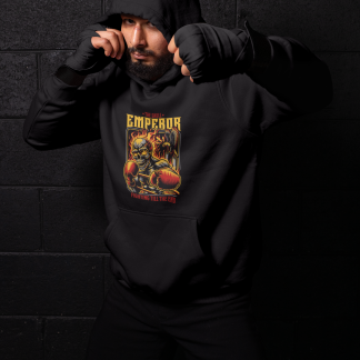 Skull Emperor Boxing Hoodie - Black Shadowbox Design Preview